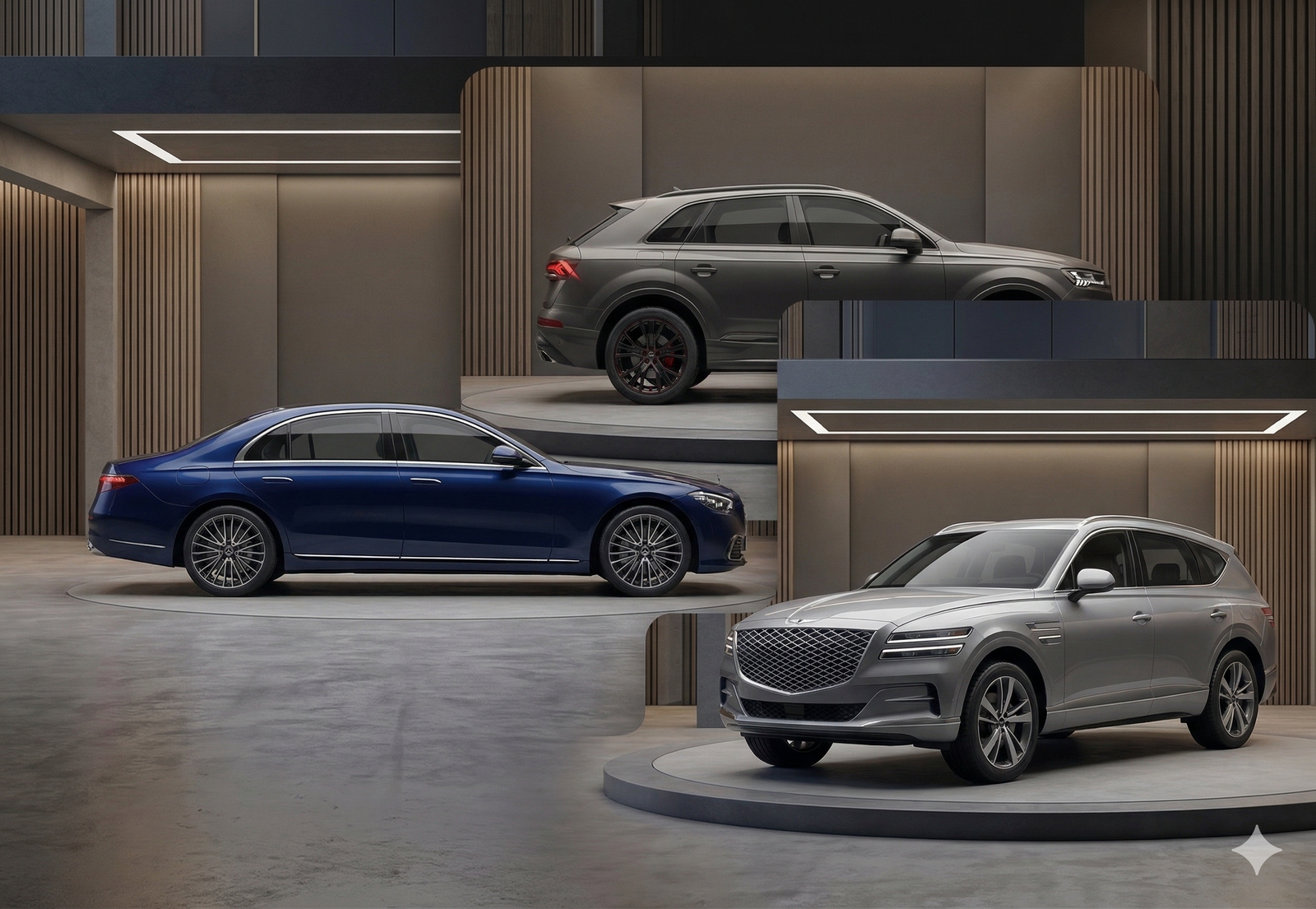 Multi-brand premium vehicle selection visual